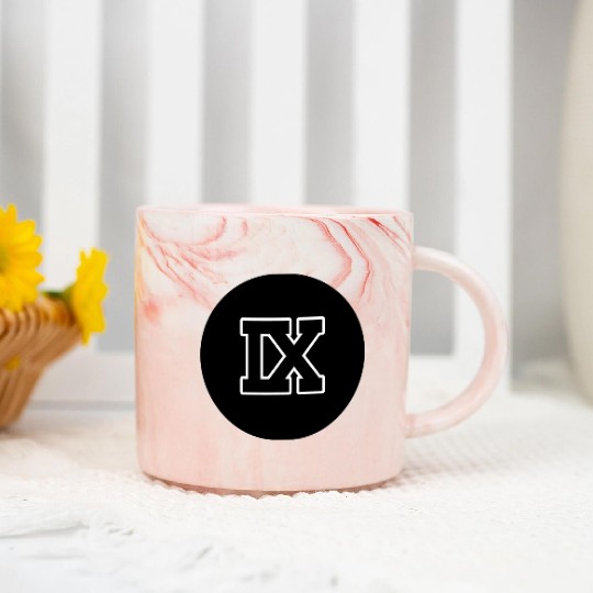 9 Roman Numeral - Greek Symbol / Nine Marble Mugs