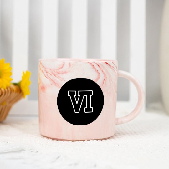 6 Greek Numerals - Ancient Symbol Six Marble Mugs
