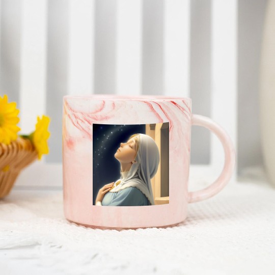 Virgin Mother Mary Praying on a Starry Night Marble Mugs