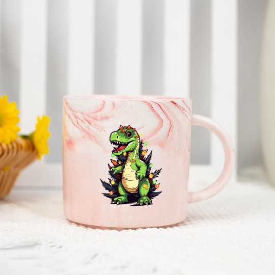 Dinosaur Christmas Tree Pajama, T Rex Boys Girls D Marble Mugs
