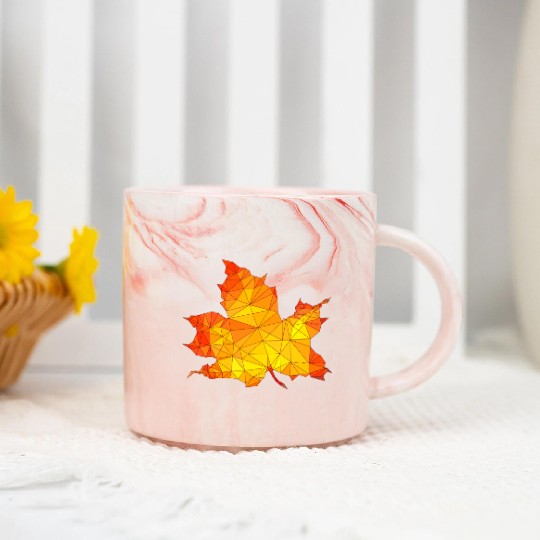Polygonal Autumn Maple Tree Leaf Poly Art Marble Mugs