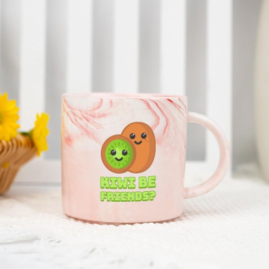 Kiwi Be Friends? Cute Kiwi Cartoon Marble Mugs