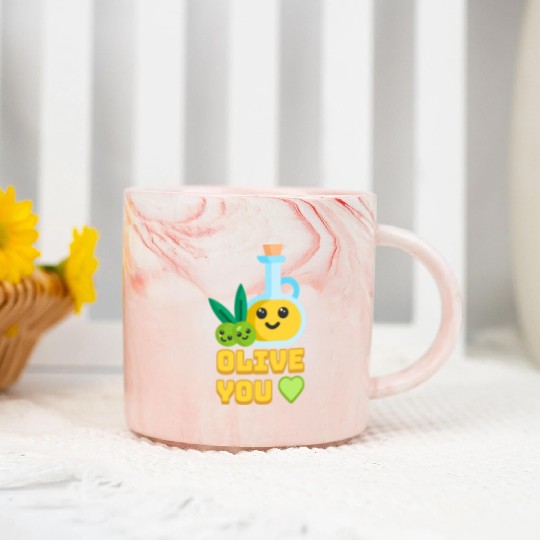 Olive You! Cute Olive I Love You Cartoon Marble Mugs