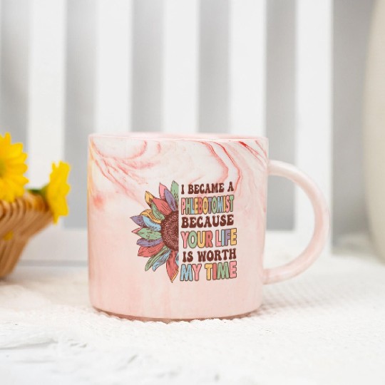 Phlebotomist Rainbow Leopard Print Face Marble Mugs