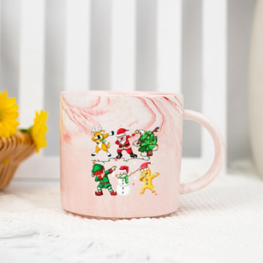 Dabbing Santa Elf Friends Christmas Boys Girls Men Marble Mugs