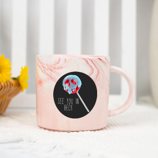 See You In Heck Poison Skull Candy Marble Mugs