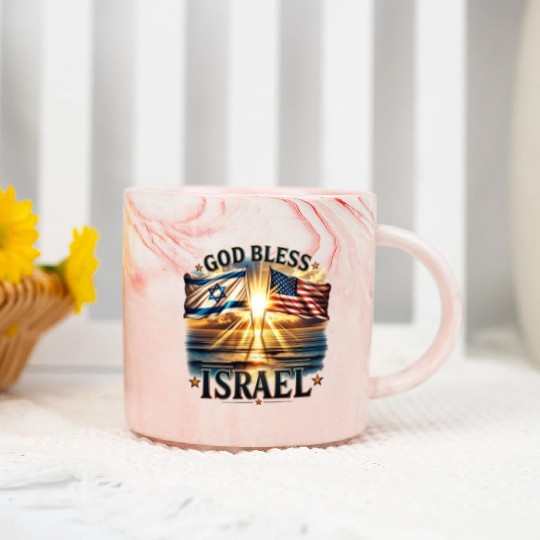 United for Israel God Bless Israel - Promised Land Marble Mugs