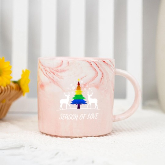 Gay Christmas Tree Gay Couple Season Of Love Marble Mugs