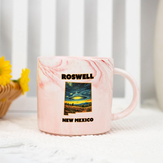 New Mexico Roswell - Alien Saucer Marble Mugs