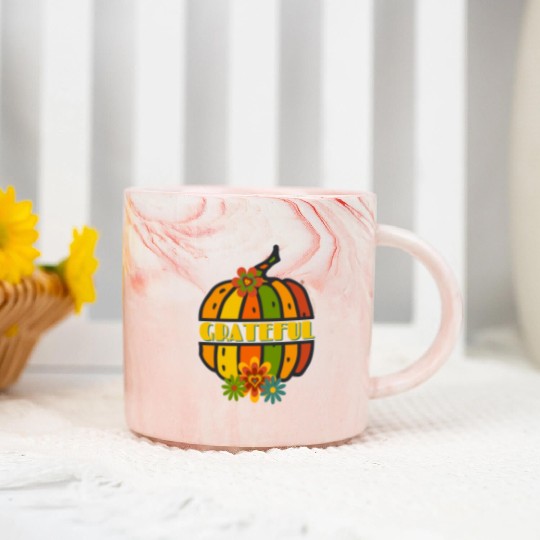 Grateful Pumpkin Marble Mugs