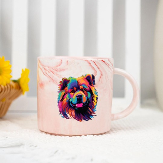 Watercolor Colorful Chow Chow Marble Mugs