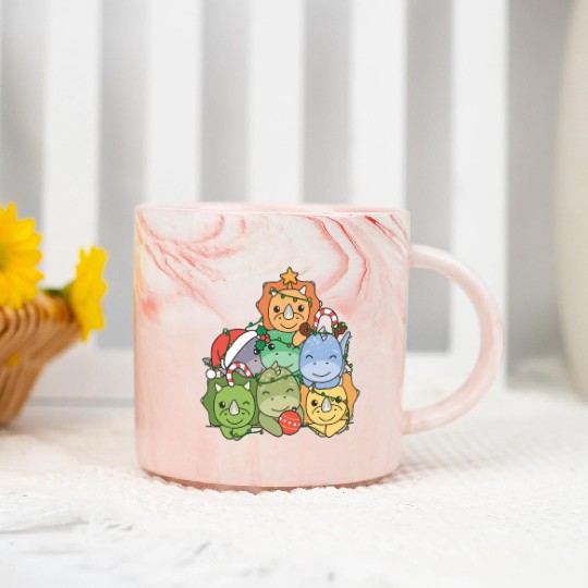 Dinosaur Christmas Tree Funny Animal Marble Mugs