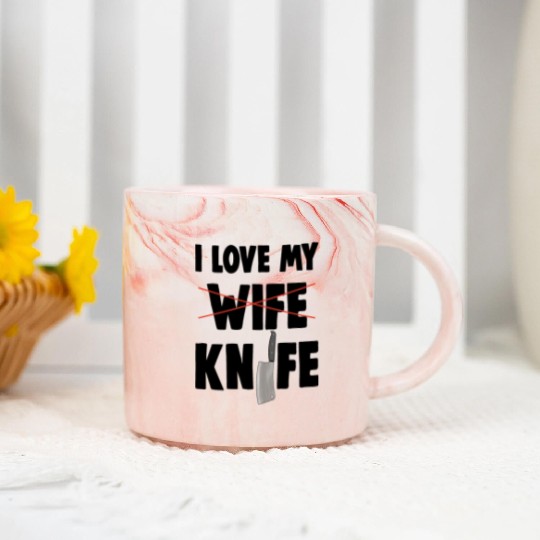 I Love My Wife Knife Marble Mugs