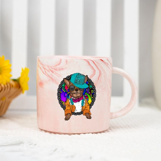 Street Dog Chihuahua Graffiti With Chain Dog Marble Mugs