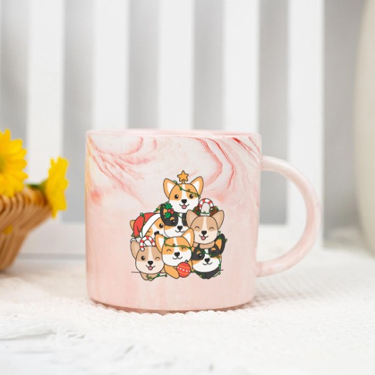 Corgi Christmas Tree Funny Animal Christmas Marble Mugs