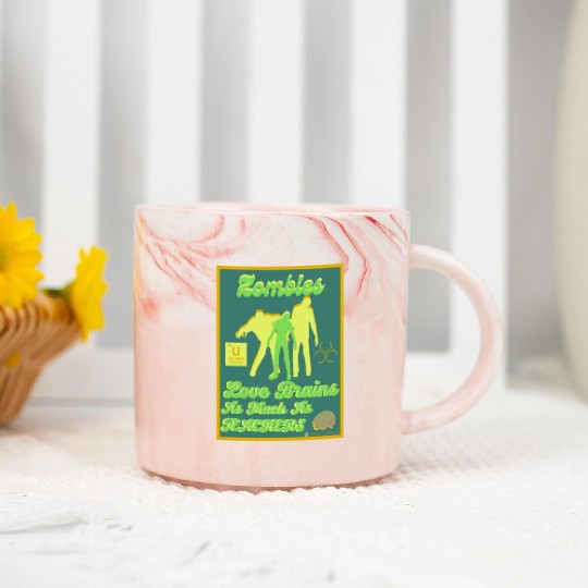Zombies Loves Brains Teachers Marble Mugs