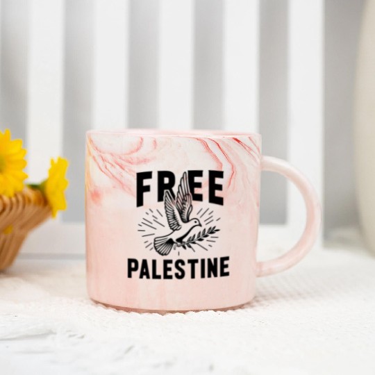 FREE PALESTINE, FREE GAZA PALESTINE. Marble Mugs