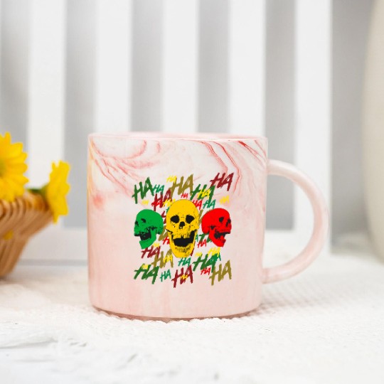 laughing skull Rasta Marble Mugs