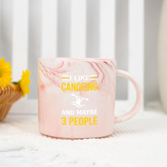 3 People Canoeing Canoe Marble Mugs