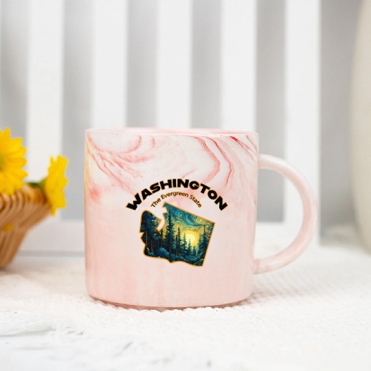 Washington Wildlife - evergreen Marble Mugs
