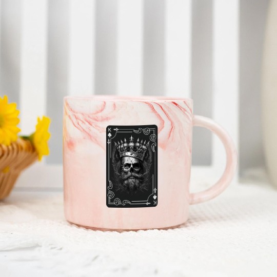 Creepy Card Game King Spades Poker Nightmare Marble Mugs