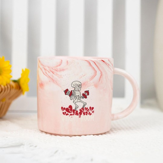 Anti Valentine´s Day Broken Heart Powerlifting Gym Marble Mugs