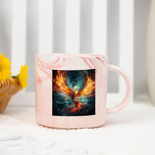 Cosmic Phoenix Marble Mugs