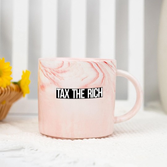 Tax The Rich white on black Marble Mugs
