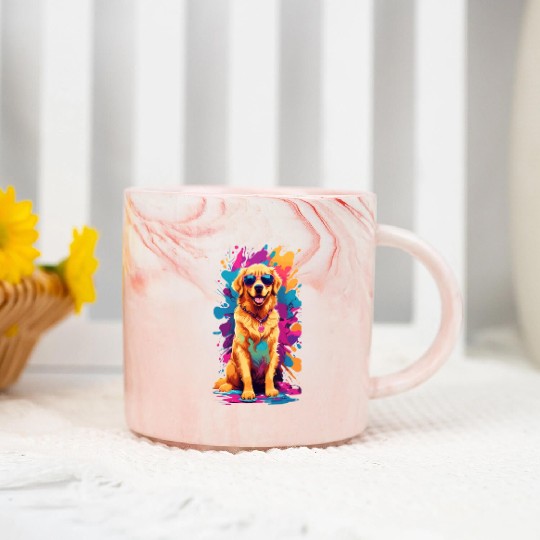 Cool Golden Retriever with Sunglasses Marble Mugs