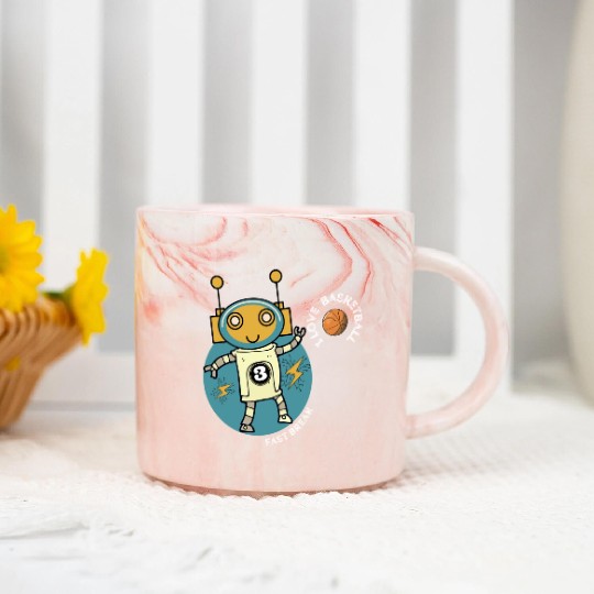 Robot Love Basketball Marble Mugs