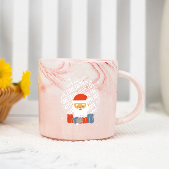 Faith Hope Love Religious Family Christmas Santa Marble Mugs