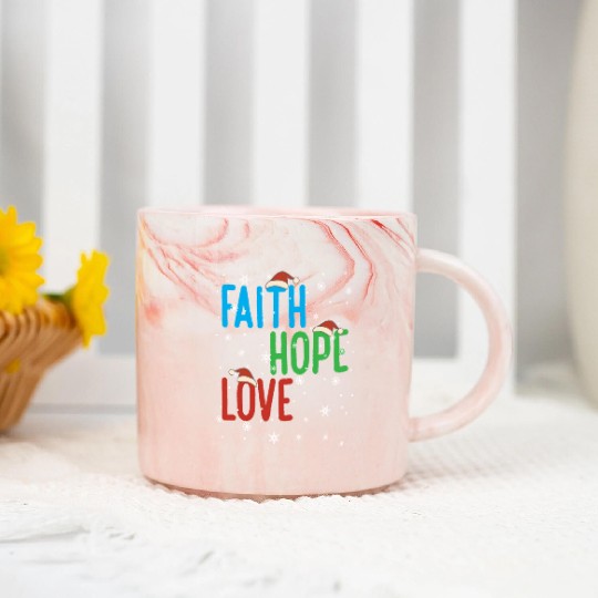 Faith Hope Love Religious Family Christmas Santa Marble Mugs