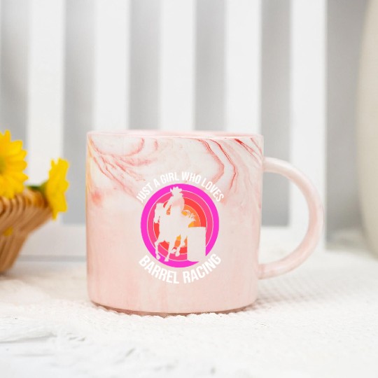 Just A Girl Who Loves Barrel Racing Rodeo Cowgirl Marble Mugs