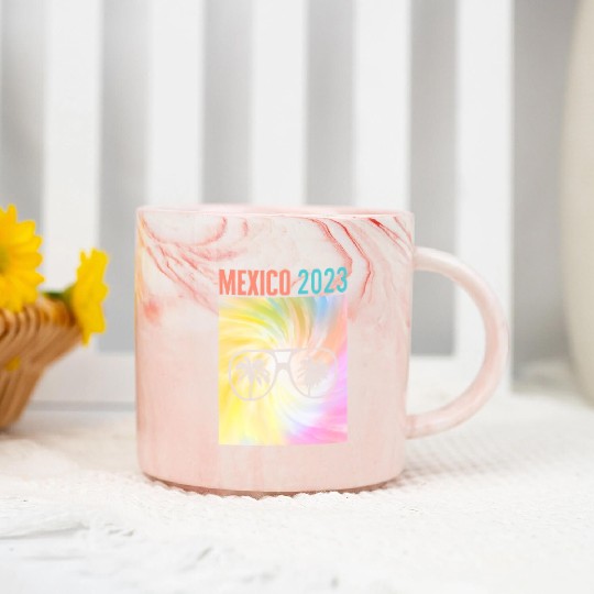 Mexico 2023 Marble Mugs, Mexican Sunglasses Palm Tree