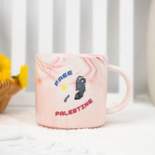 FREE PALESTINE, FREE GAZA PALESTINE. Marble Mugs