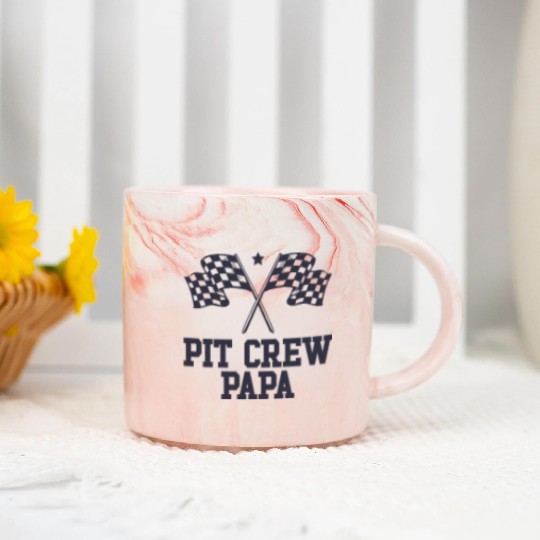 Pit Crew Papa Racing Enthusiast Racer Birthday Marble Mugs