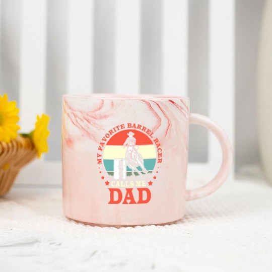 Retro Horse Riding Fathers Day Barrel Racing Dad Marble Mugs