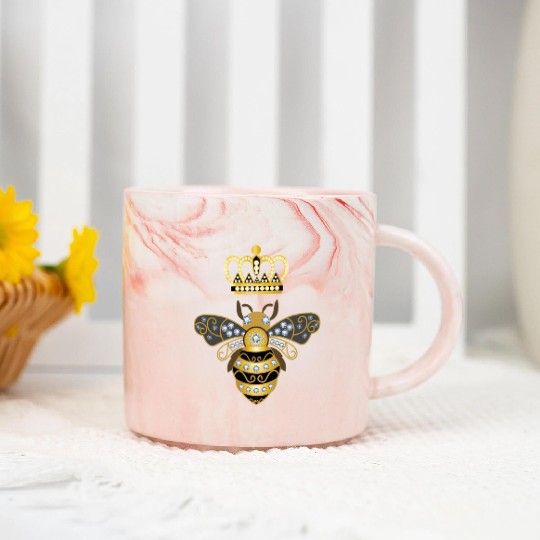 Queen Bee Crown Women Hive Beekeeping Bee Women Marble Mugs