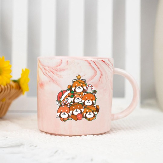 Red Panda Christmas Tree Funny Animal Marble Mugs