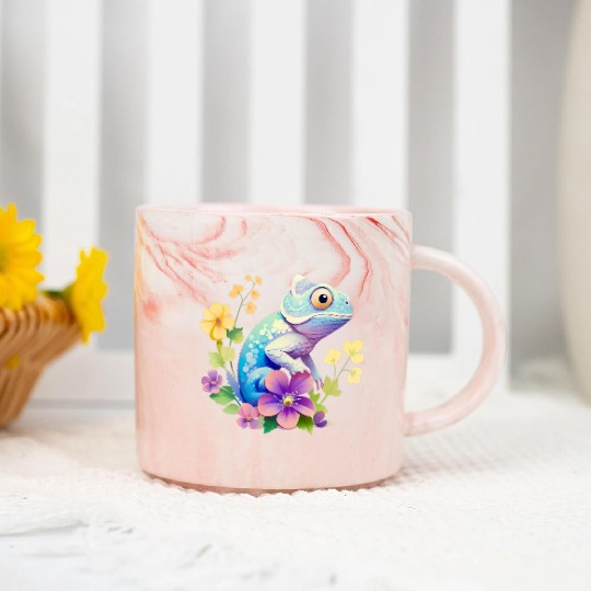 Cute Chameleon for Lizard Pet Lover Marble Mugs