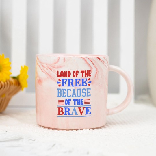 land of the free because of the brave 01 Marble Mugs