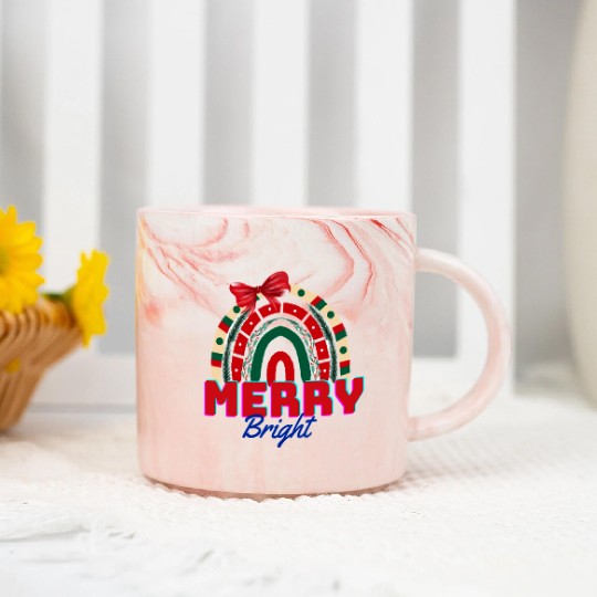 Merry and bright, rainbow art Marble Mugs