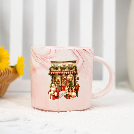 Vintage Christmas Candy Shop Design Marble Mugs