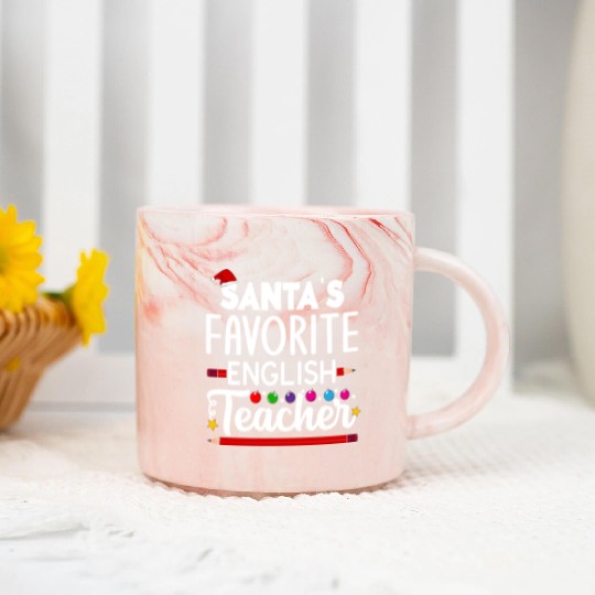 Santa s Favorite English Teacher School Christmas Marble Mugs