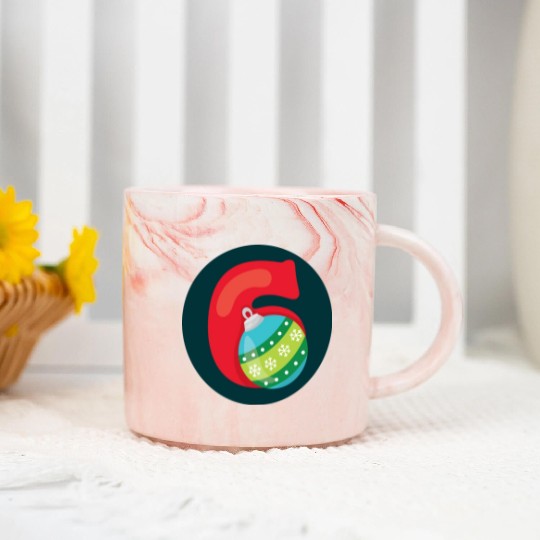 Number 6 Christmas Balls Age Six Marble Mugs
