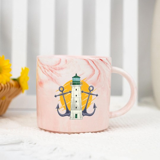 Full moon ship anchor gift lighthouse Marble Mugs