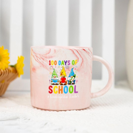 Cute Gnome Kindergarten Teacher 100Th Day School Marble Mugs