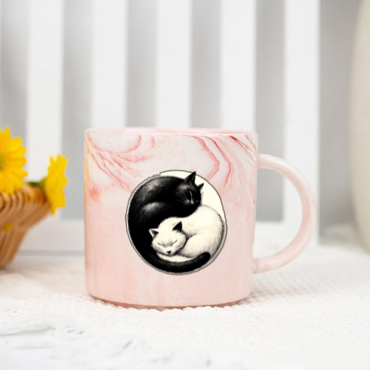 Yin and yang cats sleeping Marble Mugs