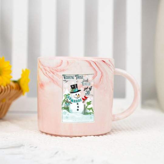 Funny Cranky Snowman Marble Mugs