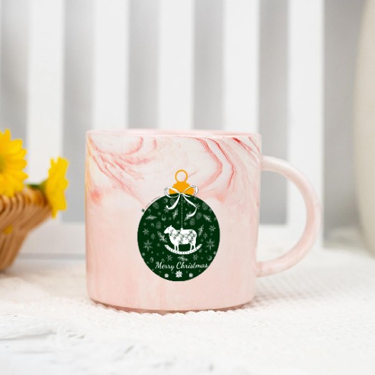 Green Lamb Christmas Ornament Marble Mugs